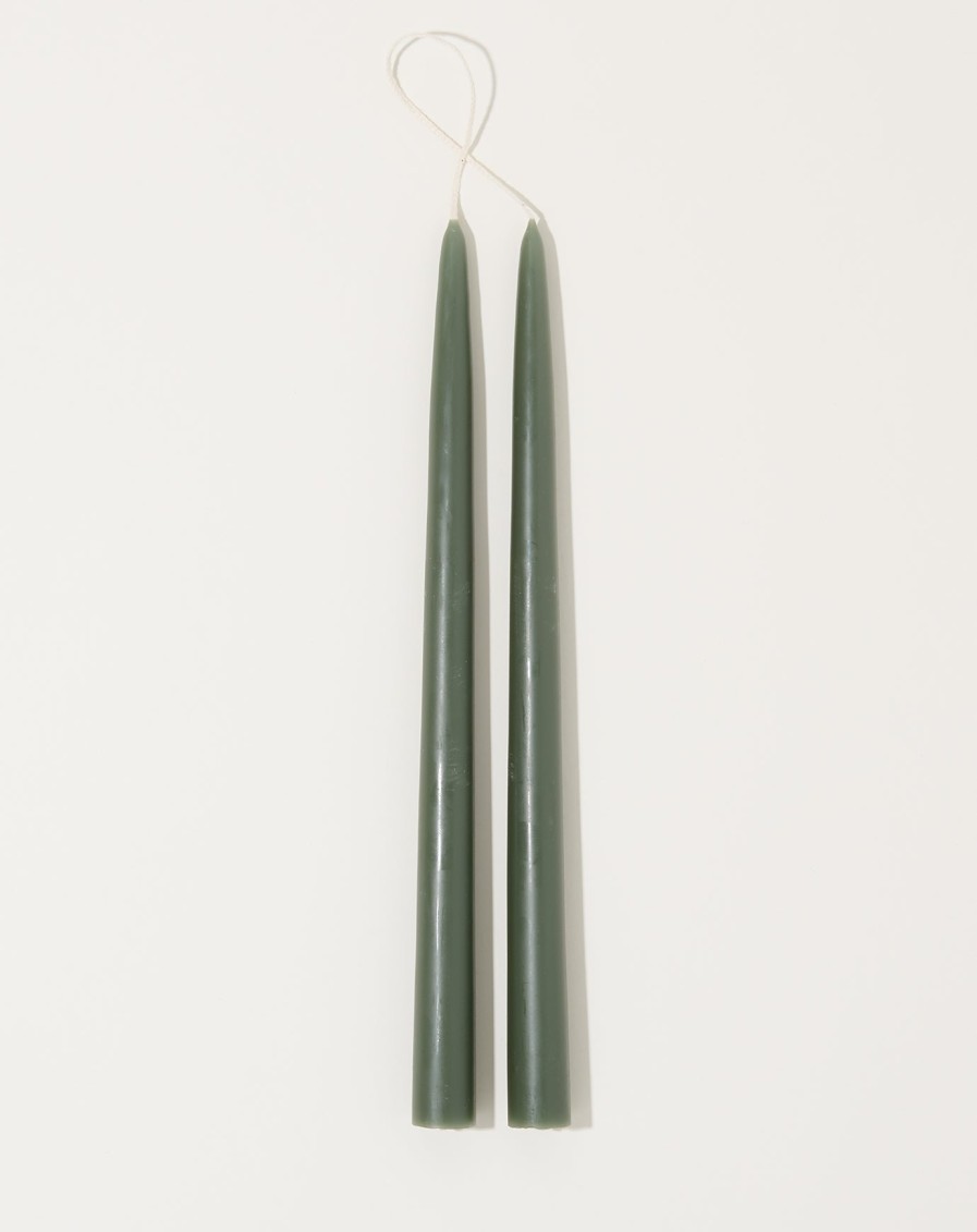 Home The Floral Society | Pair Of 12" Taper Candles In Moss