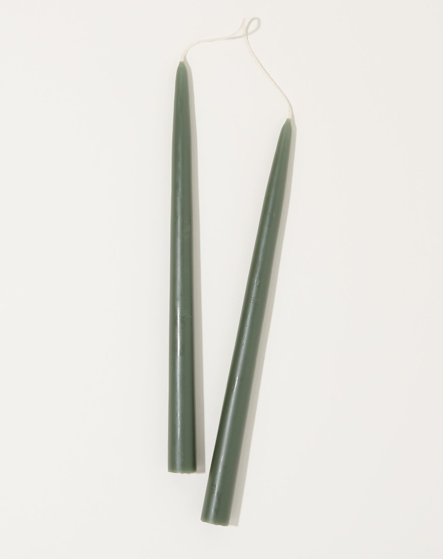 Home The Floral Society | Pair Of 12" Taper Candles In Moss