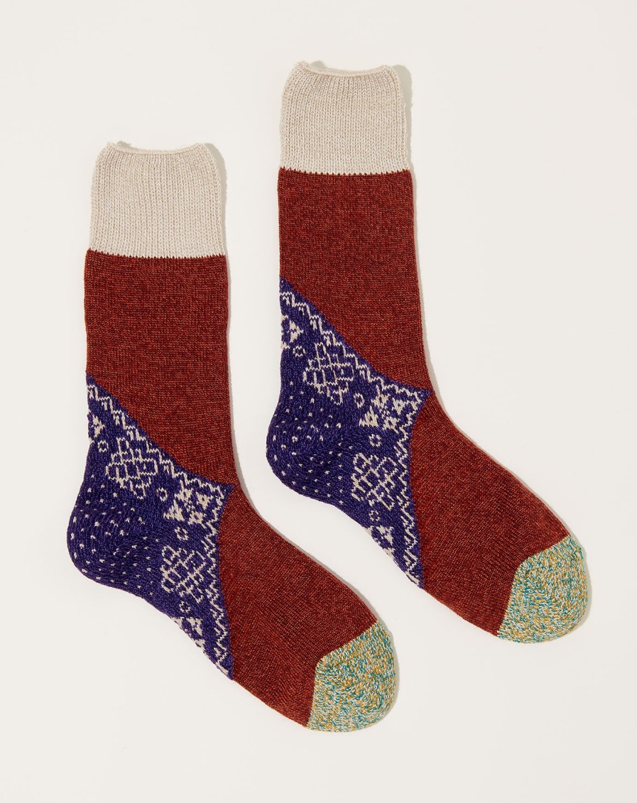 Accessories Kapital | 96 Yarns Wool Heel Bandana Socks In Purple