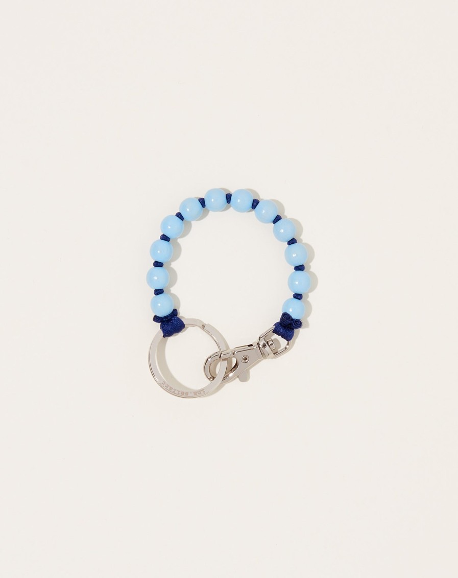 Accessories Ina Seifart | Perlen Short Keyholder In Pastel Blue On Dark Blue