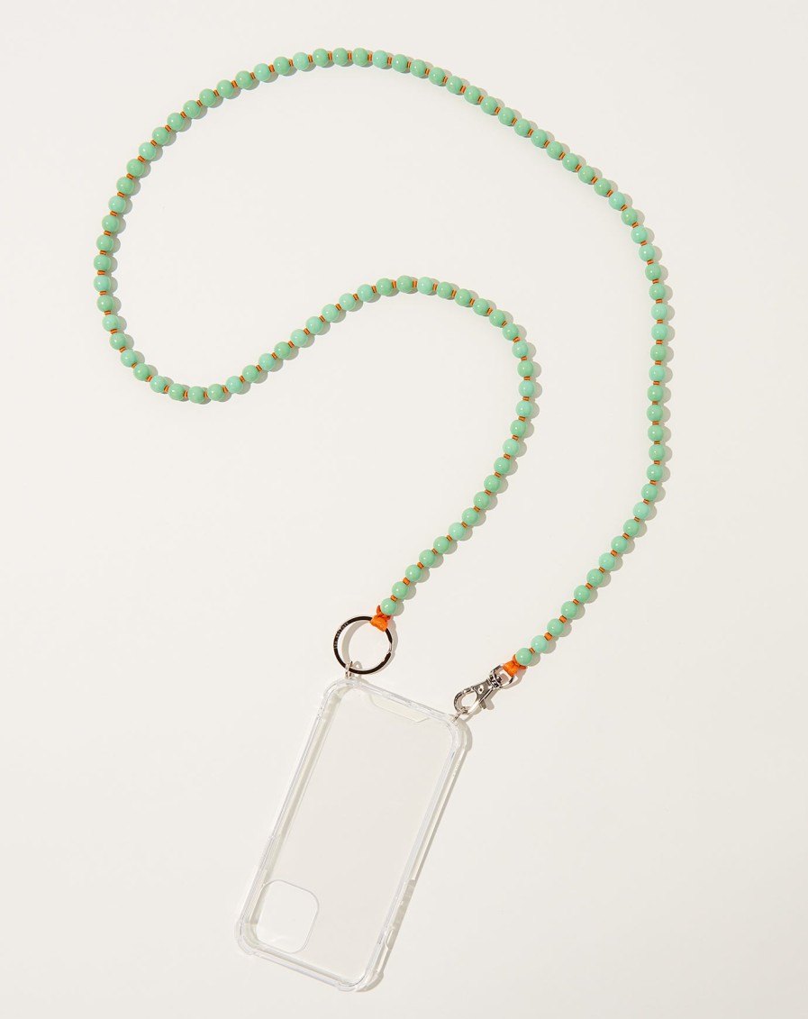 Accessories Ina Seifart | Handykette Iphone Necklace In Pastel Green On Orange