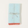 Home Caravan | Two-Tone Gingham Napkins In Aqua & Orange, Set Of 4