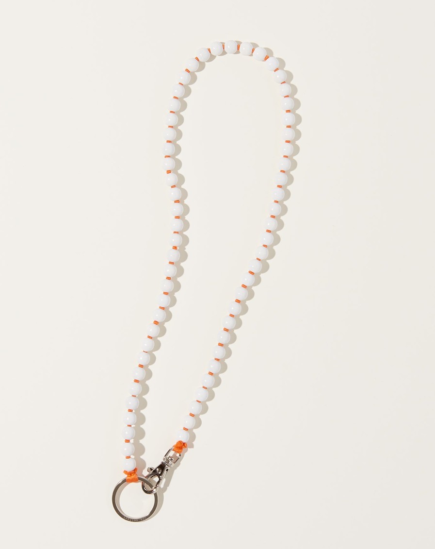 Accessories Ina Seifart | Perlen Long Keyholder In White On Orange