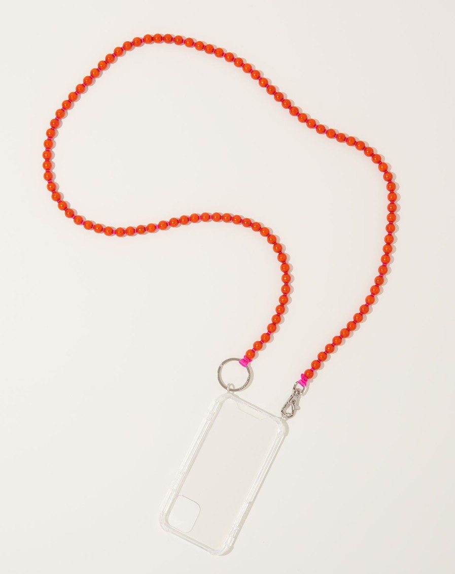 Accessories Ina Seifart | Handykette Iphone Necklace In Orange On Pink