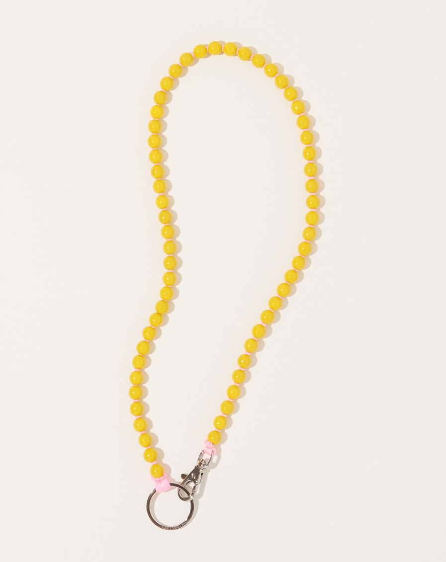 Accessories Ina Seifart | Perlen Long Keyholder In Yellow On Rose