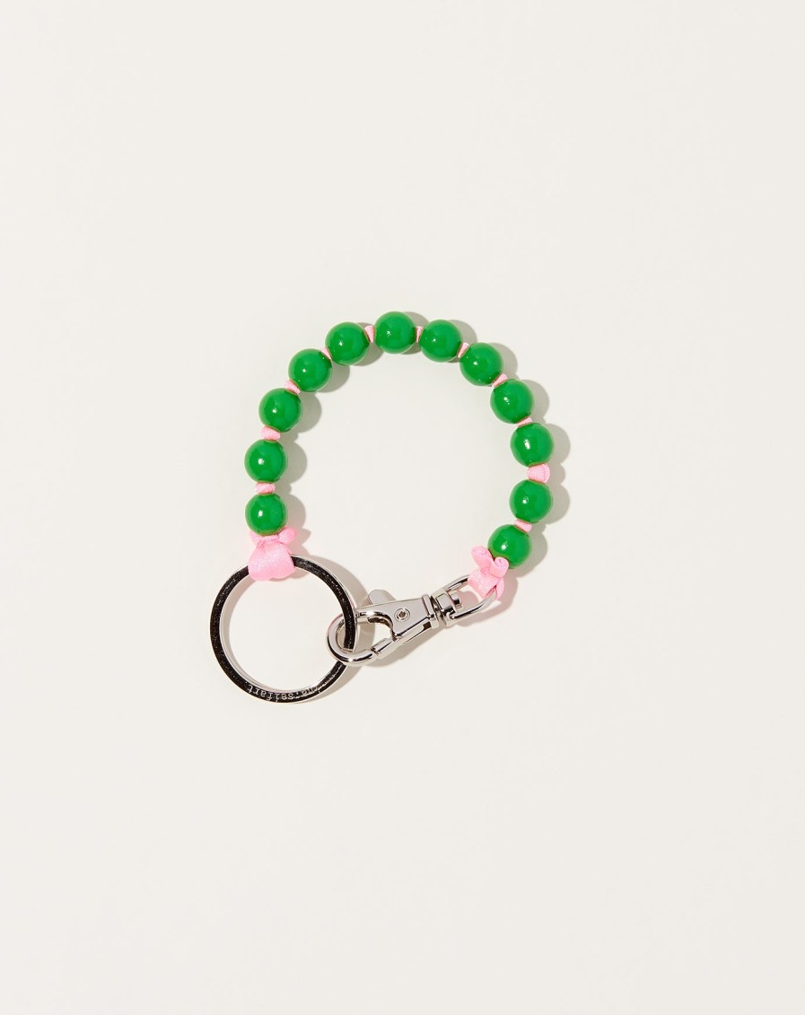 Accessories Ina Seifart | Perlen Short Keyholder In Green On Rose