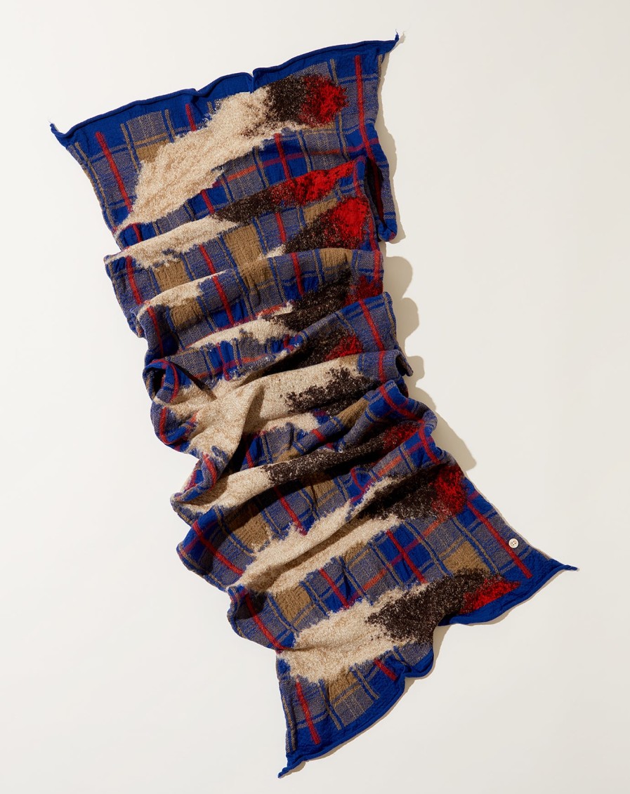 Accessories Kapital | Feather Tartan Scarf In Blue