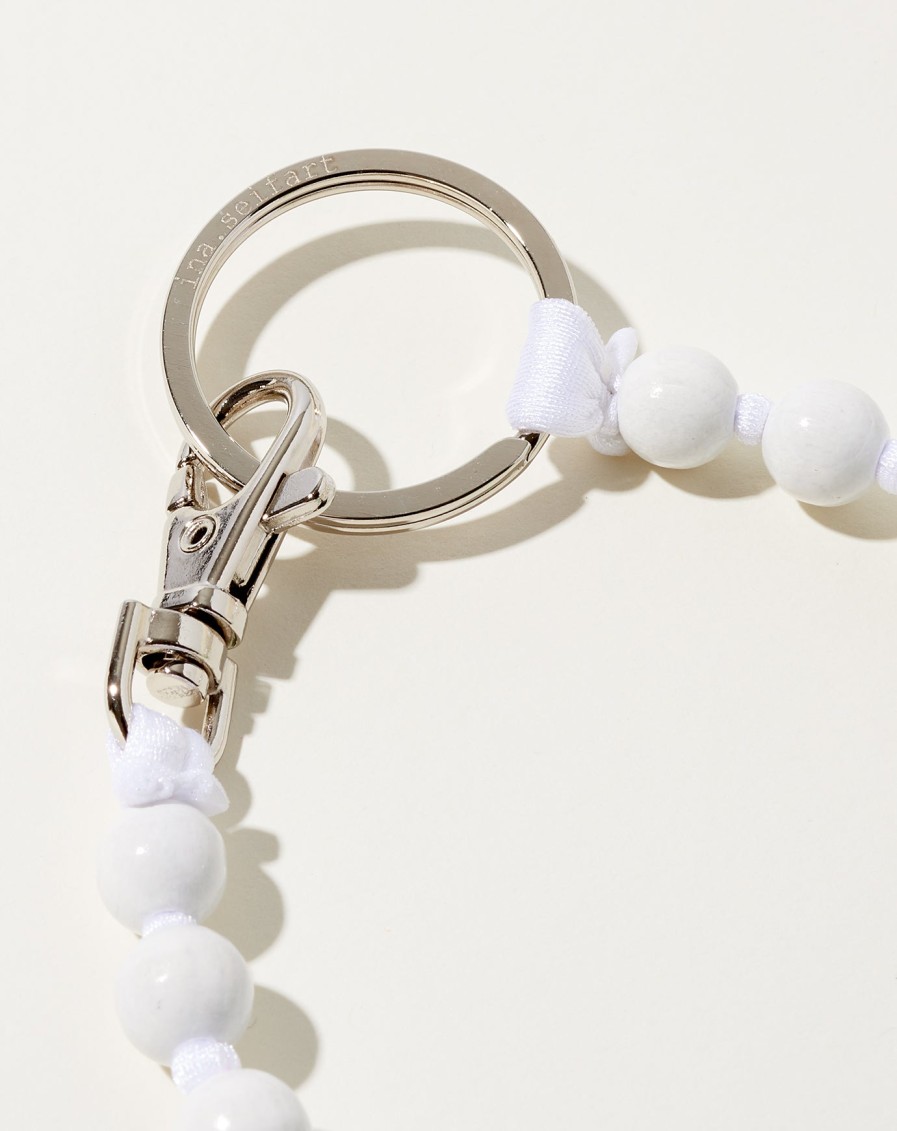 Accessories Ina Seifart | Perlen Long Keyholder In White On White