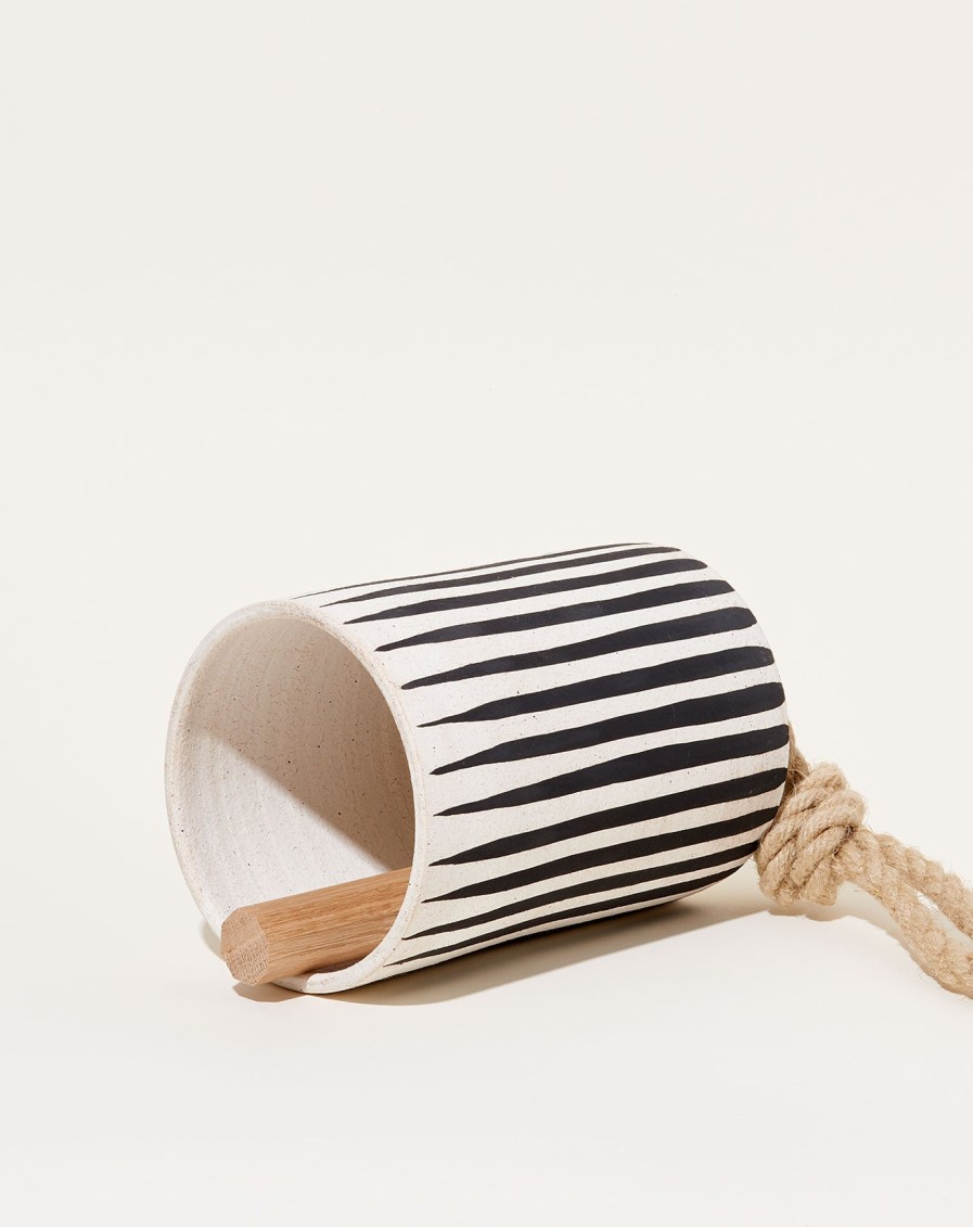 Home MQuan Studio | Tall Thrown Bell In Black Stripes