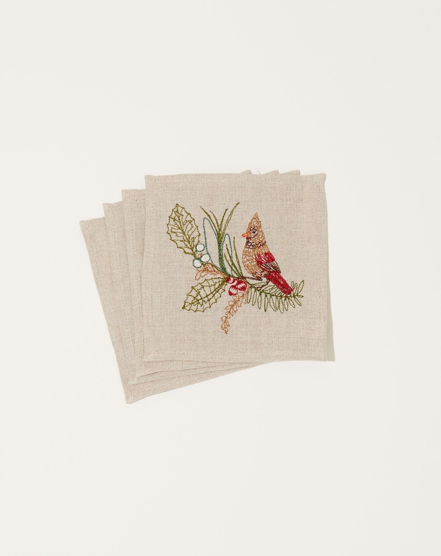 Home Coral Tusk | Christmas Cardinals Cocktail Napkin