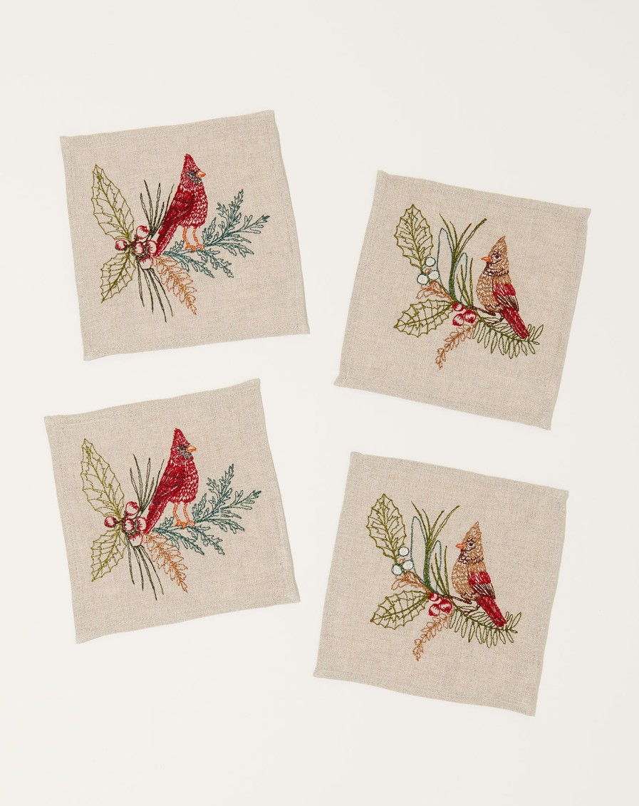 Home Coral Tusk | Christmas Cardinals Cocktail Napkin