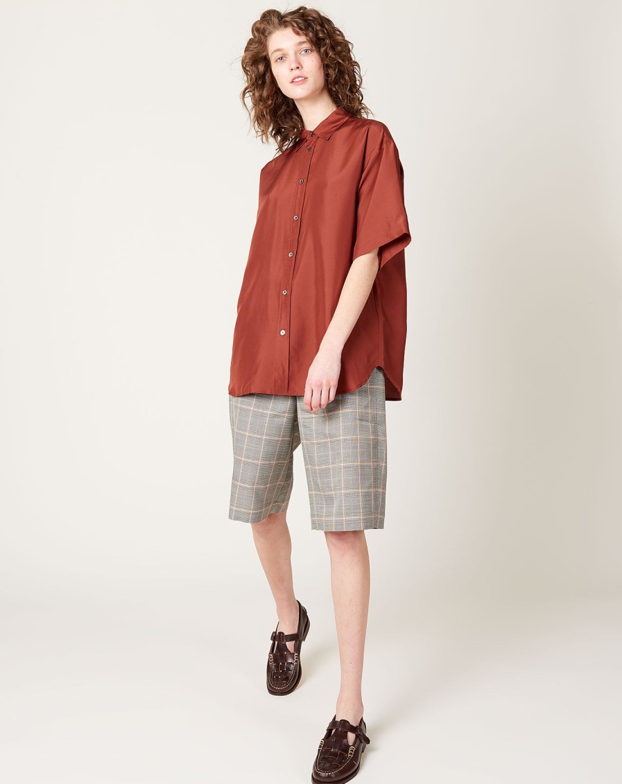 Apparel 6397 | Silk Short Sleeve Uniform Shirt In Brick