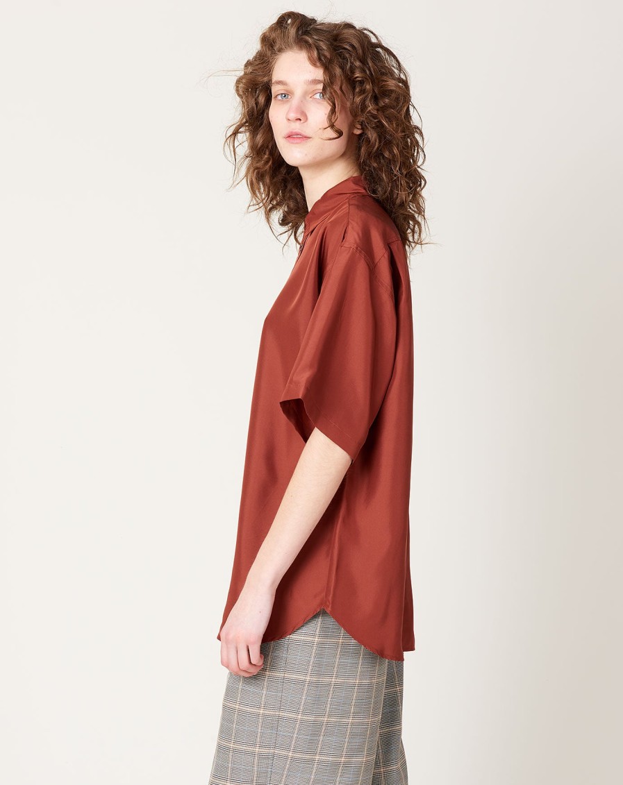 Apparel 6397 | Silk Short Sleeve Uniform Shirt In Brick