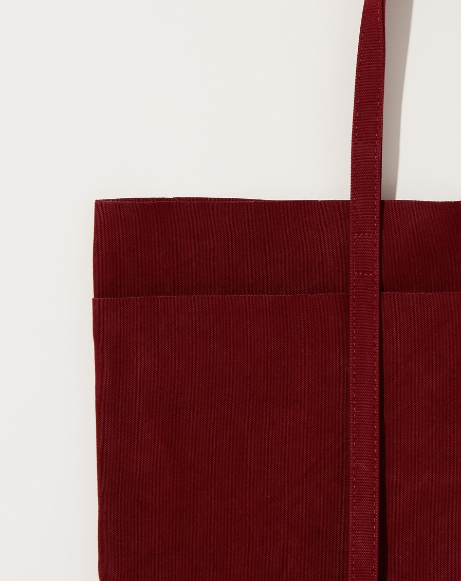 Accessories Amiacalva | Washed Canvas 6 Pocket Tote In Burgundy