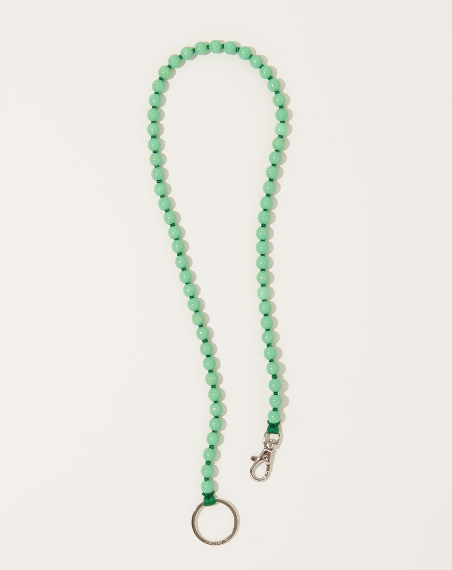 Accessories Ina Seifart | Perlen Long Keyholder In Pastel Green On Dark Green