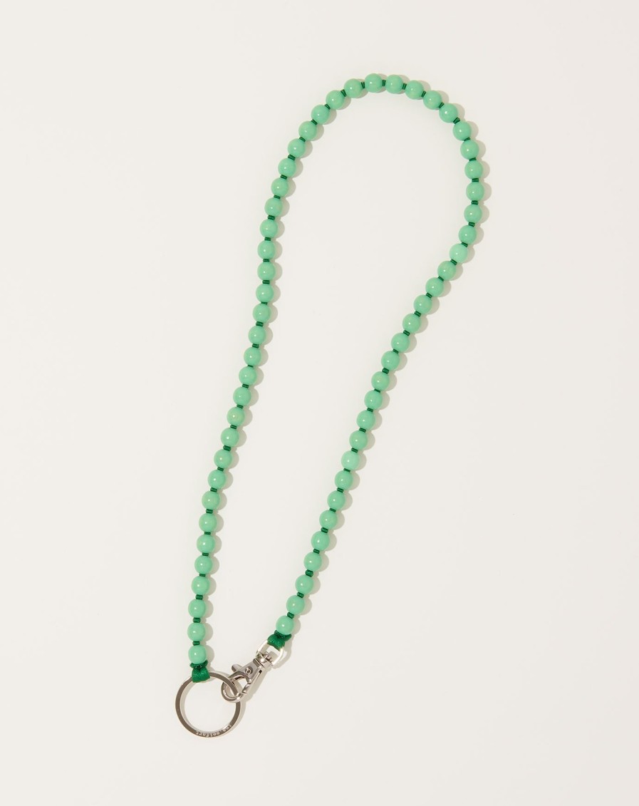 Accessories Ina Seifart | Perlen Long Keyholder In Pastel Green On Dark Green