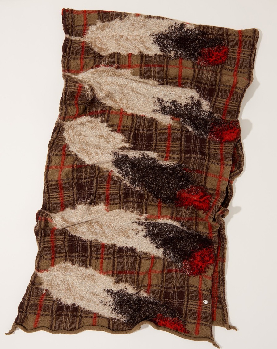 Accessories Kapital | Feather Tartan Scarf In Beige