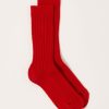 Accessories Nishiguchi Kutsushita | Cashmere Ribbed Socks In Sunset Red