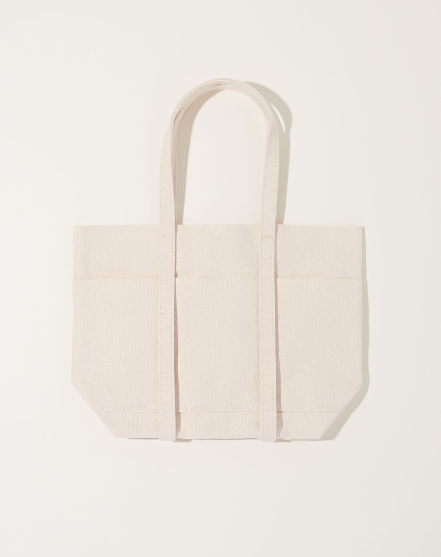 Accessories Amiacalva | Washed Canvas 6 Pocket Small Tote In White