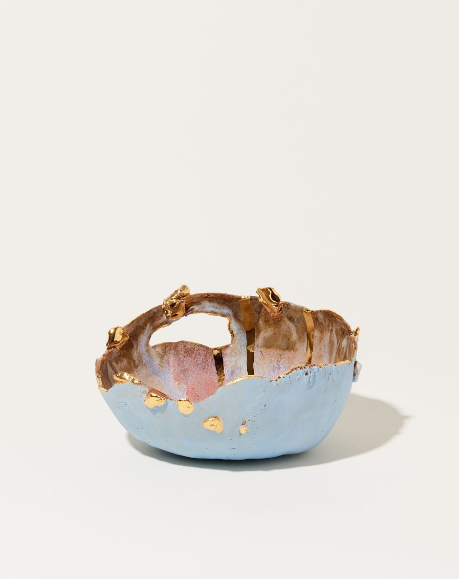 Home Minh Singer | Small Deconstructed Iceland Dish Pink Aurora With Light Blue Exterior