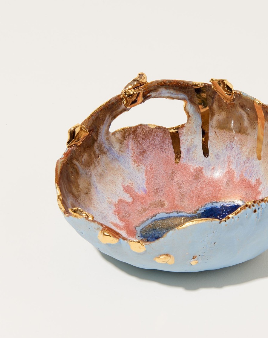 Home Minh Singer | Small Deconstructed Iceland Dish Pink Aurora With Light Blue Exterior