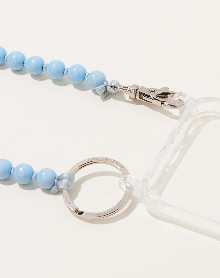 Accessories Ina Seifart | Handykette Iphone Necklace In Pastel Blue On Light Grey