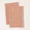 Home Caravan | Two-Tone Gingham Towels In Cognac & Blue, Set Of 2