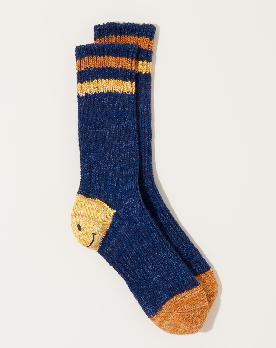 Accessories Kapital | 60 Yarns Gandrelle Ivy Smilie Socks In Navy