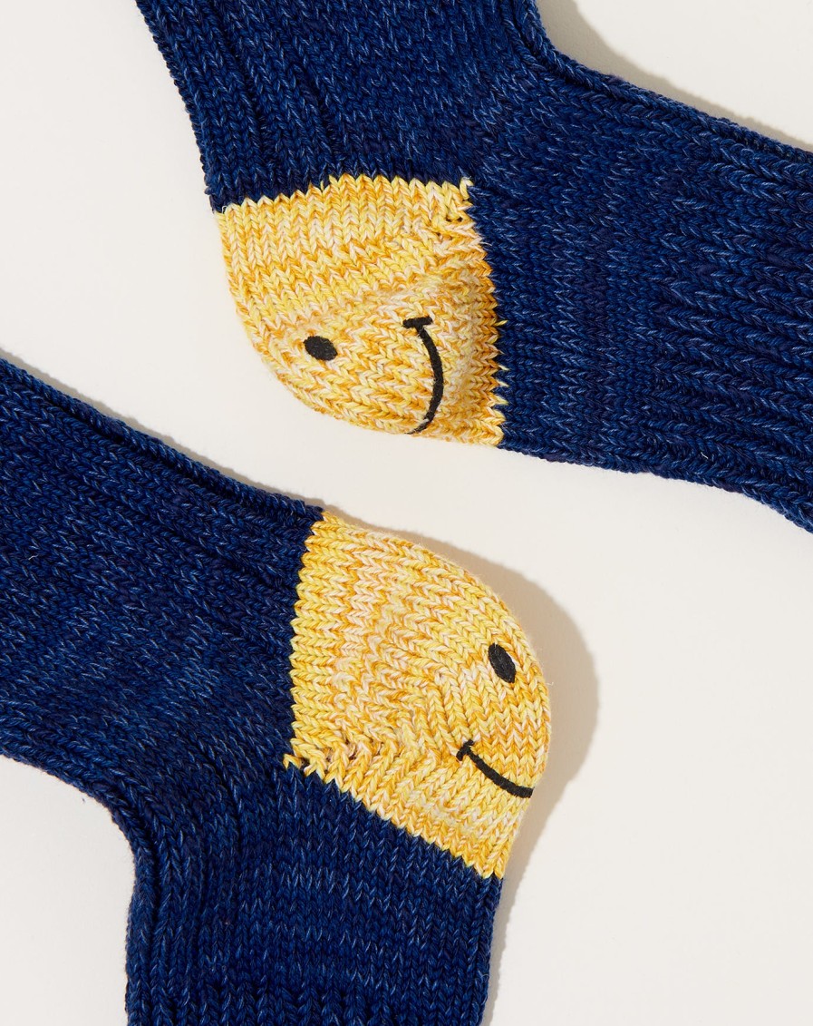 Accessories Kapital | 60 Yarns Gandrelle Ivy Smilie Socks In Navy