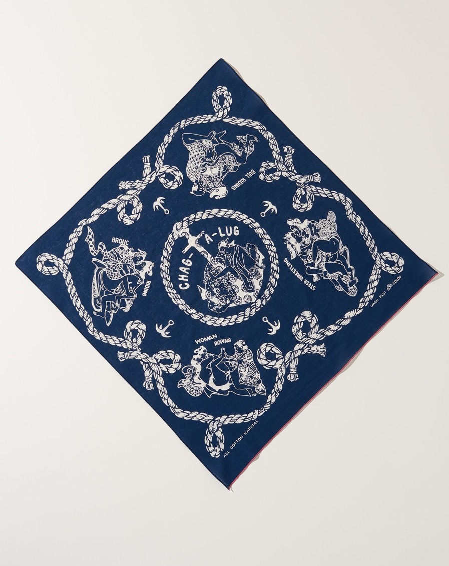 Accessories Kapital | Sneak Anchor Fast Color Selvedge Bandana In Navy