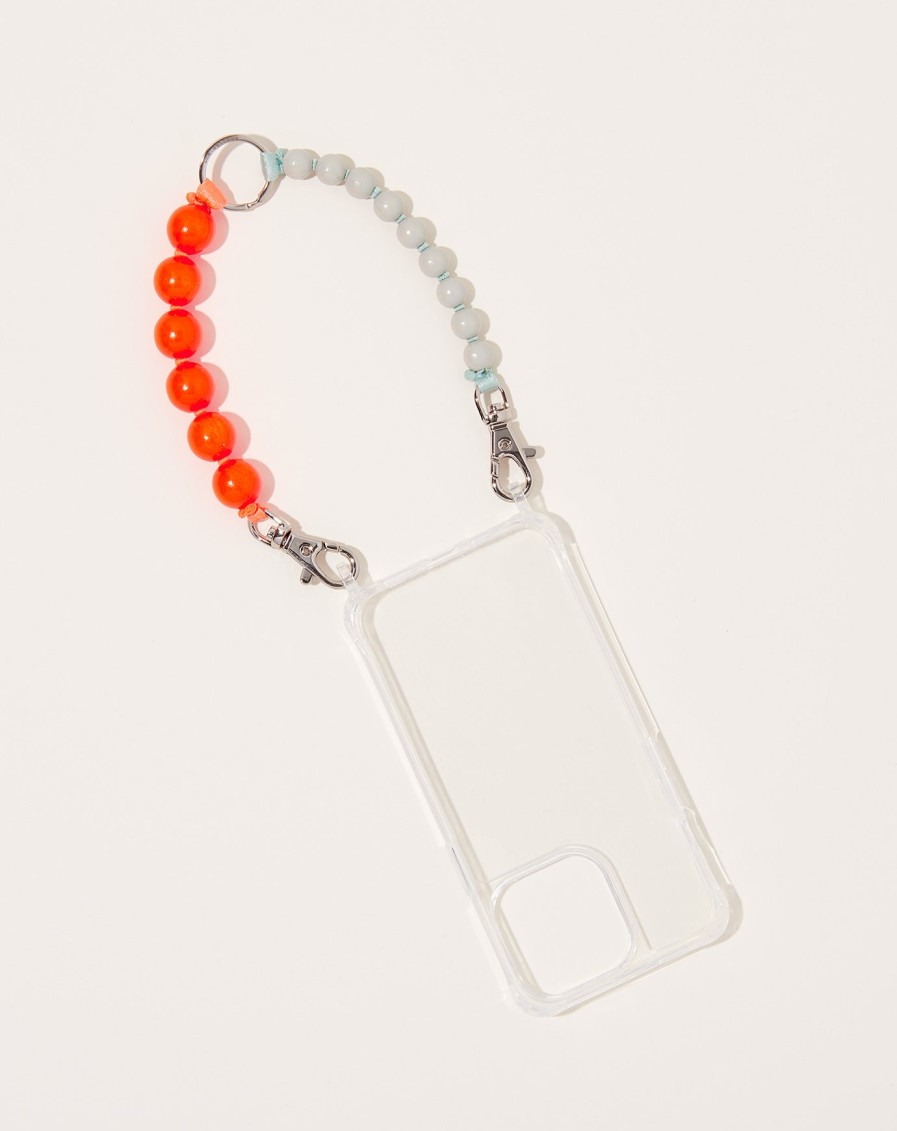 Accessories Ina Seifart | Handykette Short Iphone Holder In Grey And Neon Orange