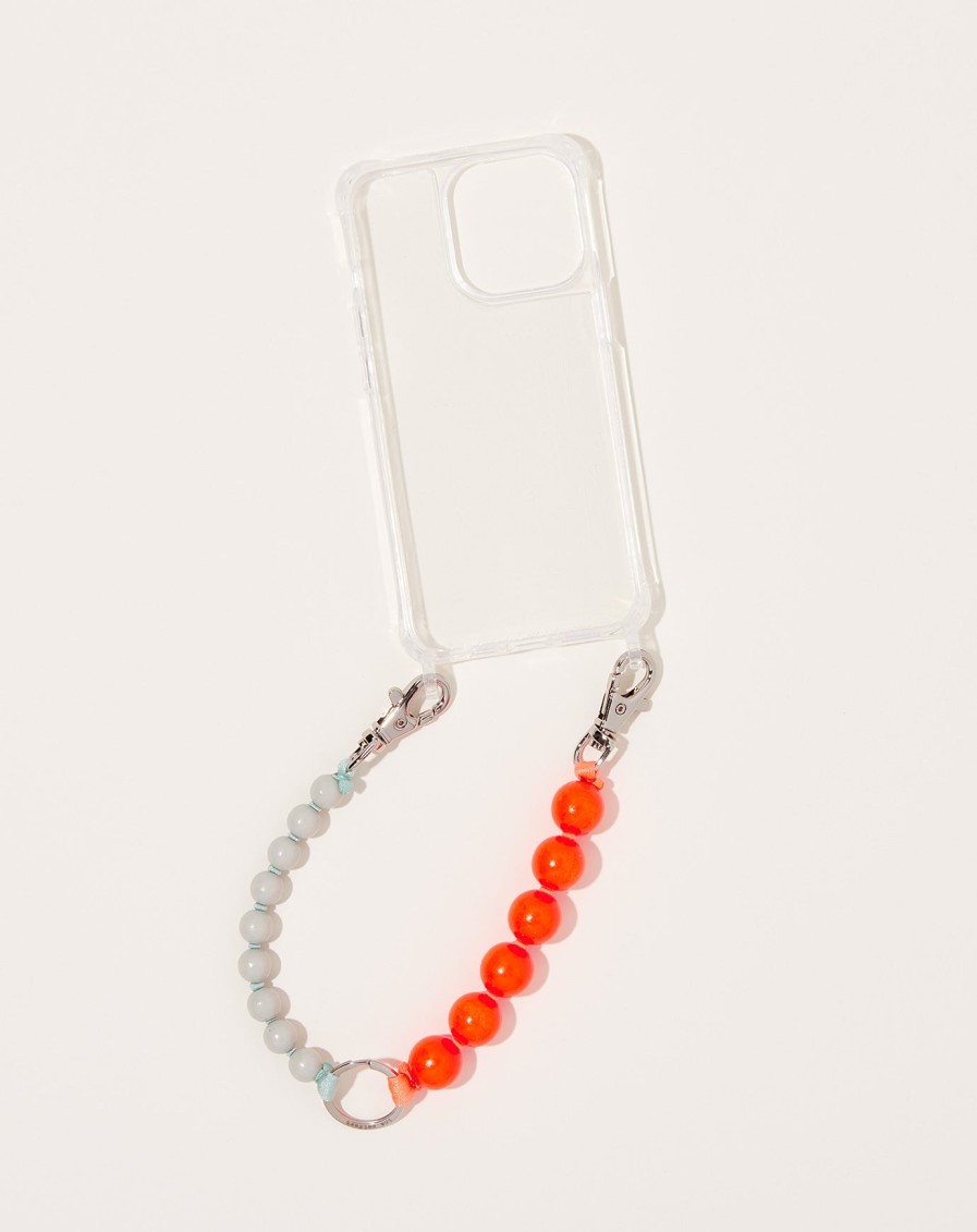 Accessories Ina Seifart | Handykette Short Iphone Holder In Grey And Neon Orange