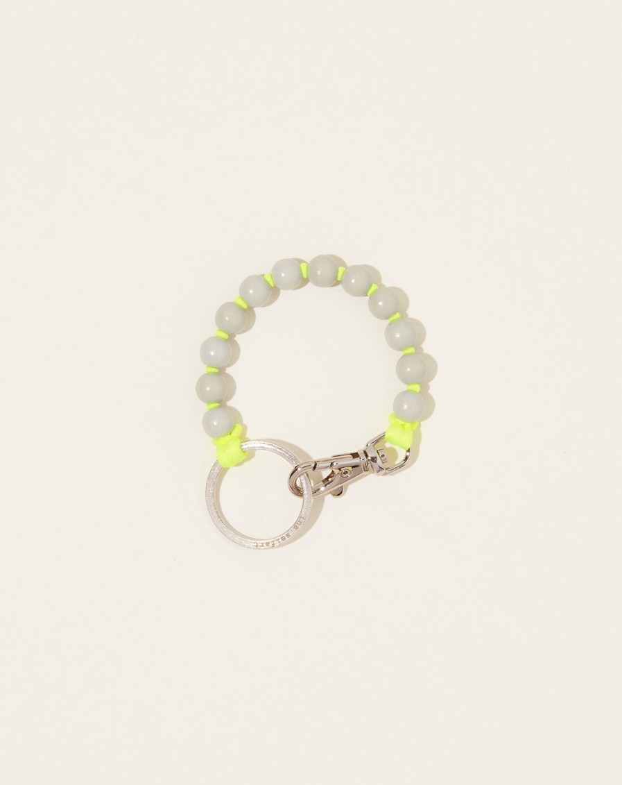 Accessories Ina Seifart | Perlen Short Keyholder In Light Grey On Neon Yellow