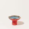 Home Minh Singer | Small Iceland Pedestal Bowl In Waterfall With Red Exterior