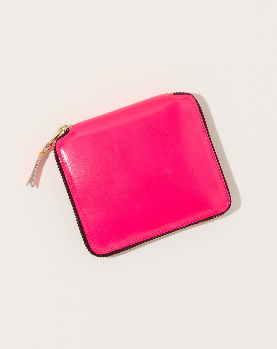 Accessories Comme des Garons | Super Fluo Full Zip Wallet In Pink