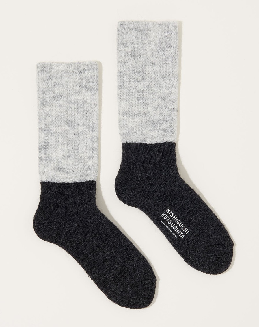 Accessories Nishiguchi Kutsushita | Mohair Wool Pile Socks In Light Grey