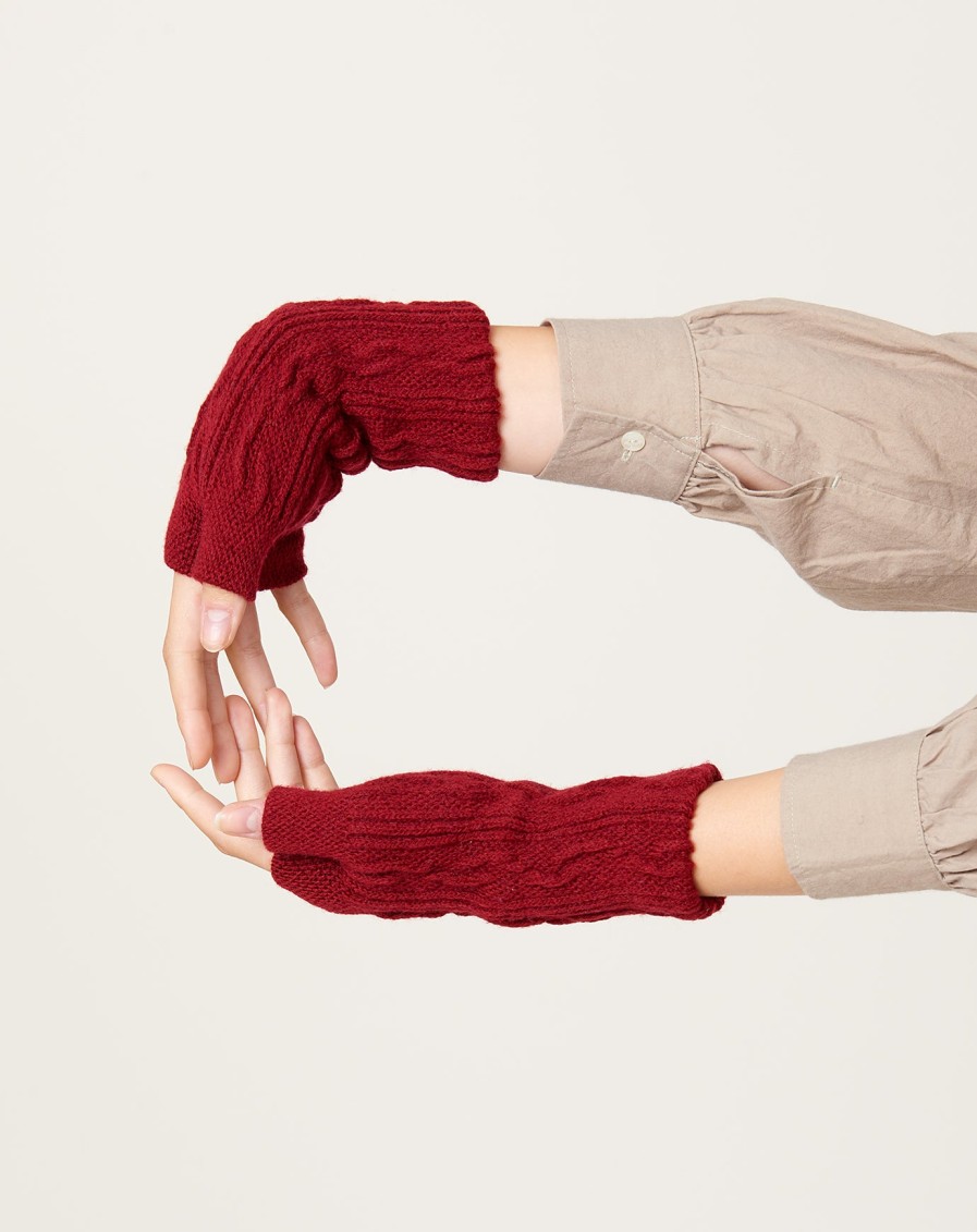 Accessories Nishiguchi Kutsushita | Wool Hand Warmers In Bordeux