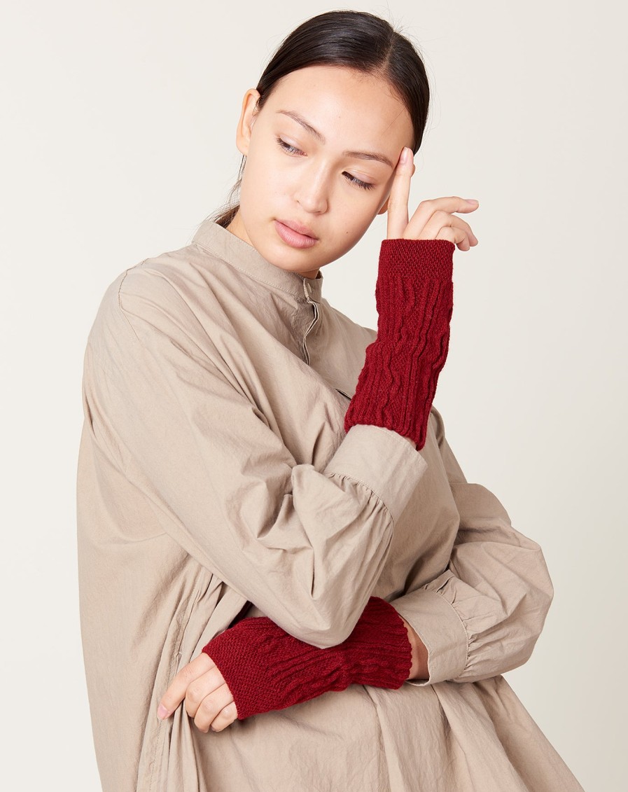 Accessories Nishiguchi Kutsushita | Wool Hand Warmers In Bordeux