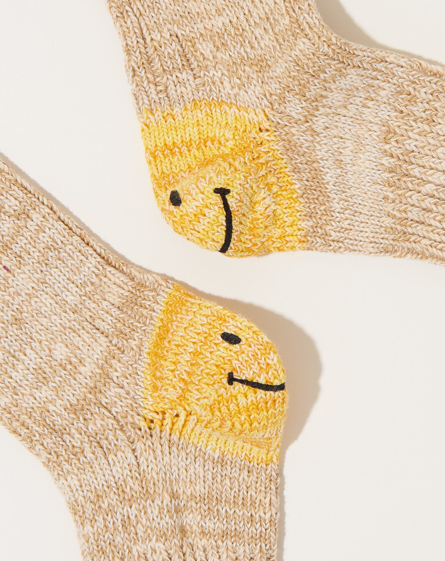 Accessories Kapital | 60 Yarns Gandrelle Ivy Smilie Socks In Beige