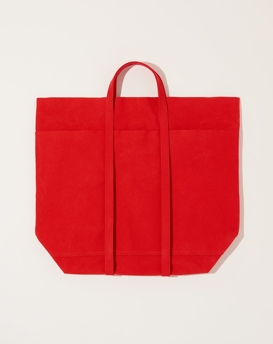 Accessories Amiacalva | Washed Canvas 6 Pocket Tall Tote In Red