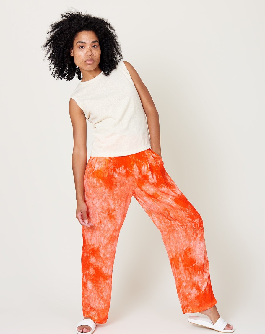 Apparel Raquel Allegra | Pleated Pant In Red Tie Dye