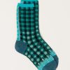 Accessories Kapital | 144 Yarns Gingham Check See-Through Socks In Turquoise