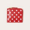 Accessories Comme des Garons | Polka Dots Printed Zip Around Wallet In Red