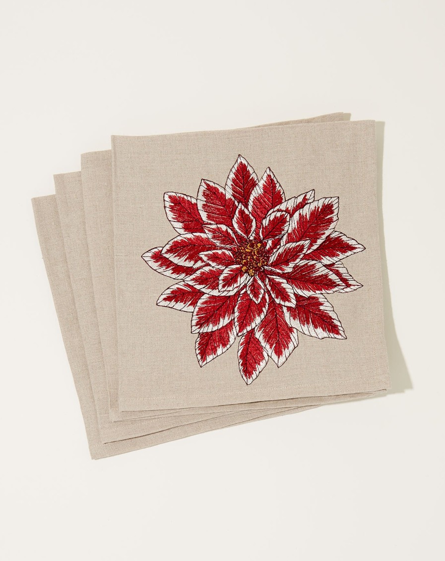 Home Coral Tusk | Poinsettia Dinner Napkin