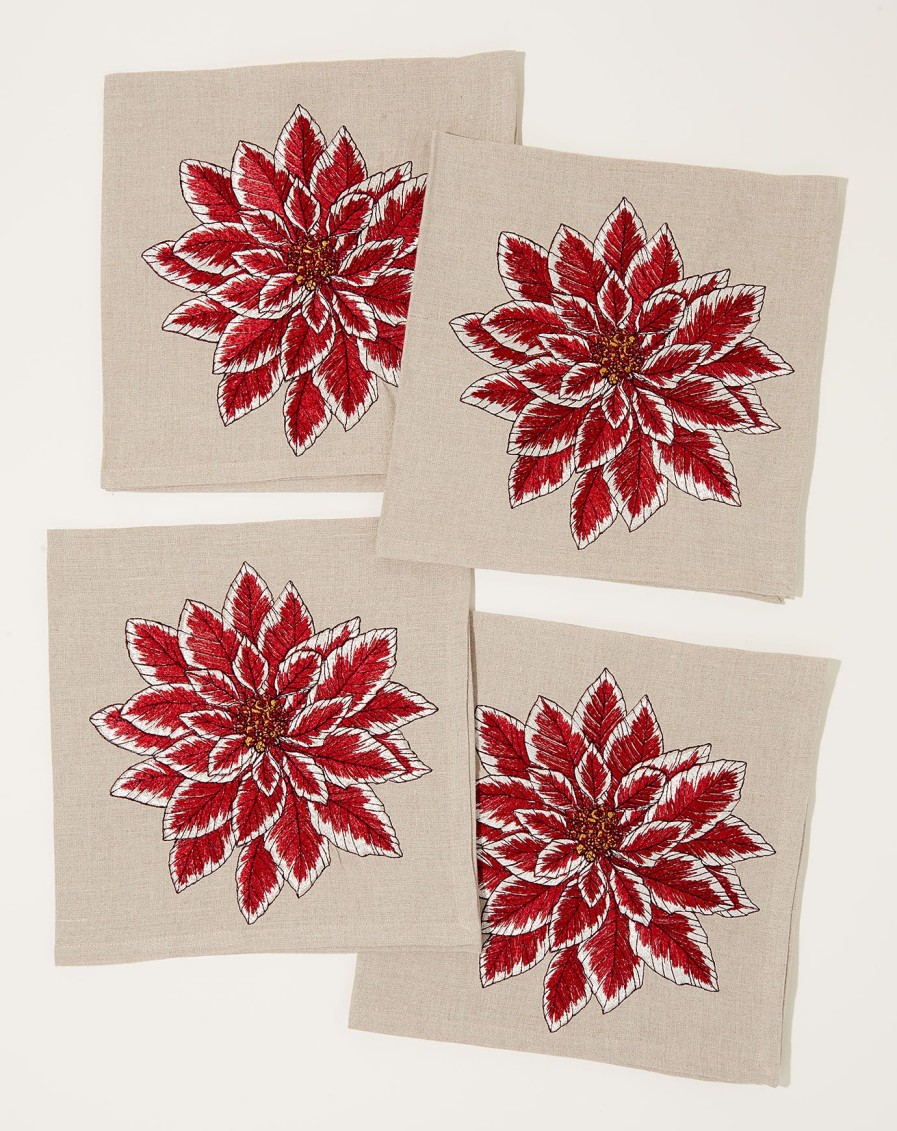 Home Coral Tusk | Poinsettia Dinner Napkin