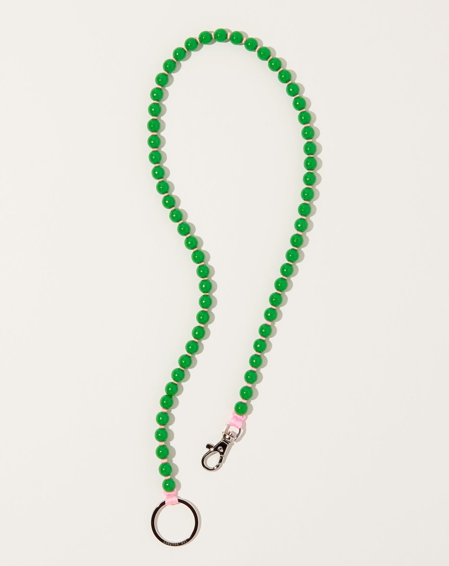 Accessories Ina Seifart | Perlen Long Keyholder In Green On Rose