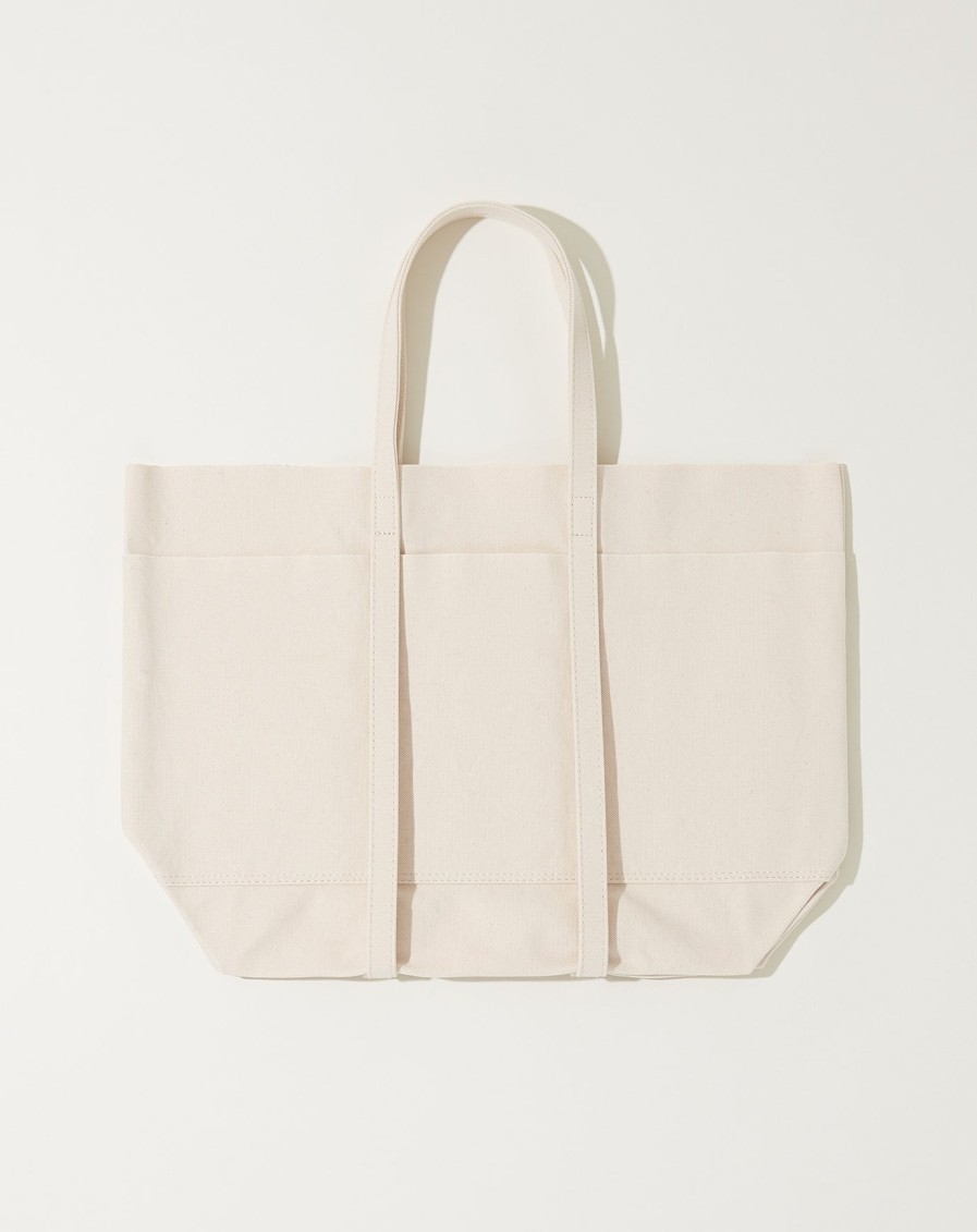 Accessories Amiacalva | Washed Canvas 6 Pocket Tote In White