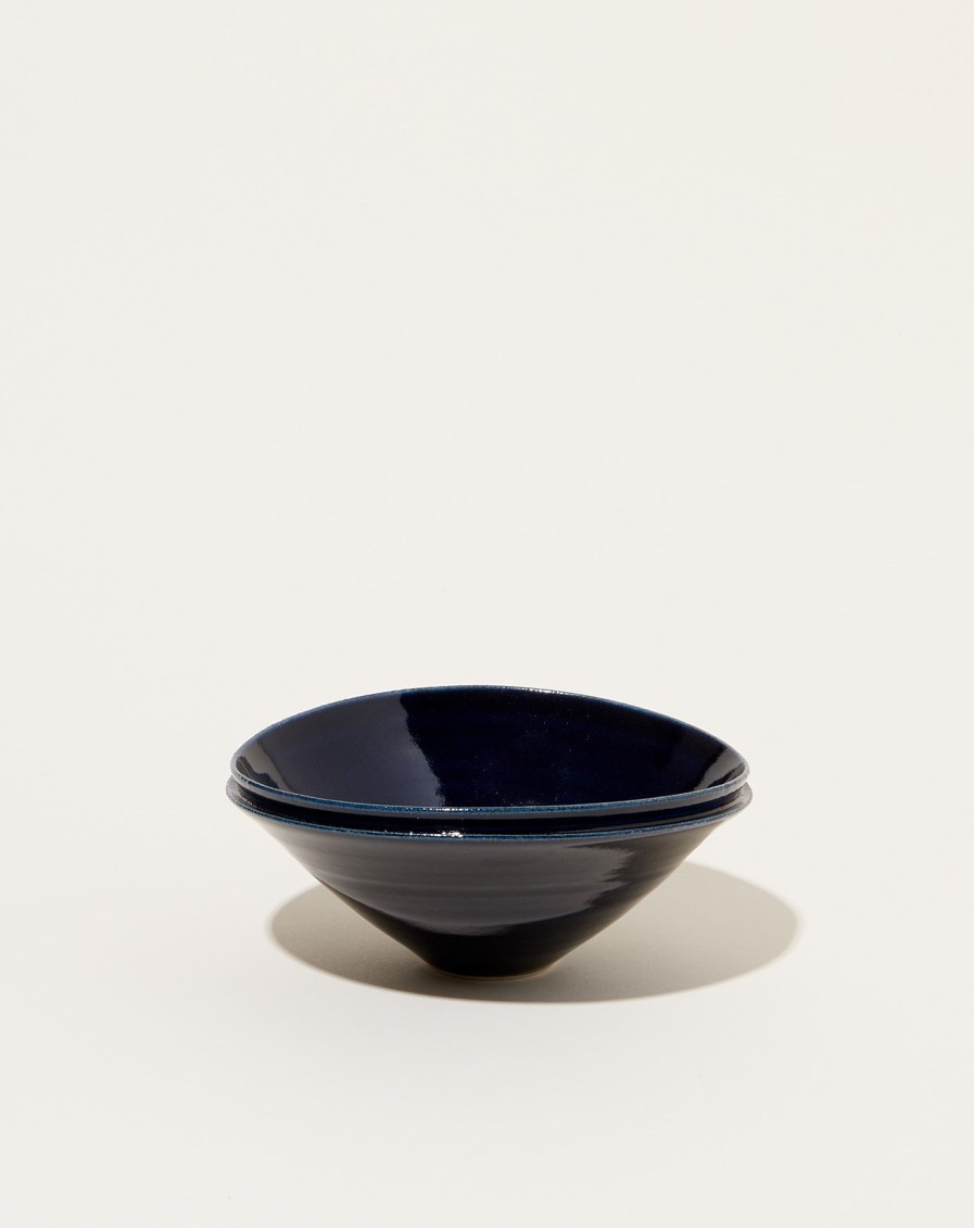 Home Monohanako | Medium Double Lip Bowl In Dark Blue