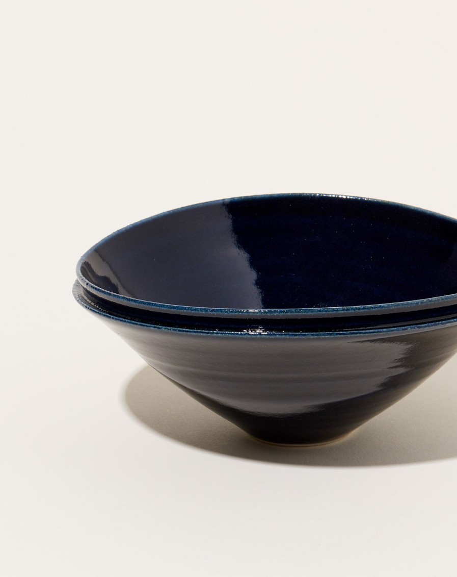 Home Monohanako | Medium Double Lip Bowl In Dark Blue