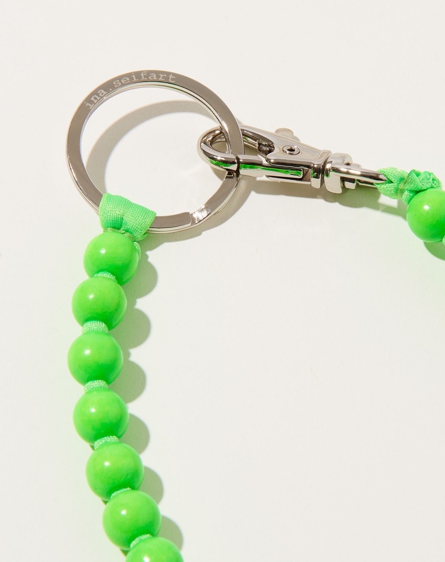 Accessories Ina Seifart | Perlen Long Keyholder In Neon Green On Neon Green